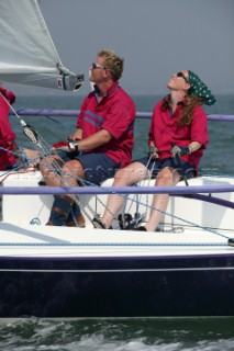 J80 Just Savage owned by Liz Savage racing in the Solent