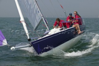 J80 Just Savage owned by Liz Savage racing in the Solent