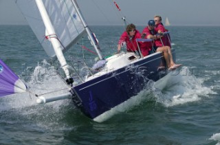 J80 Just Savage owned by Liz Savage racing in the Solent