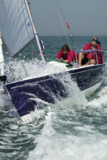 J80 Just Savage owned by Liz Savage racing in the Solent