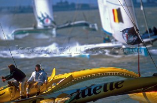 Open 60 fleet racing regatta in Zeebrugge Harbour in Belgium