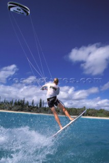 Kite surfers cruising in paradise