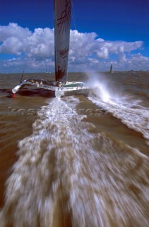 Open 60 fleet racing regatta in Zeebrugge Harbour in Belgium