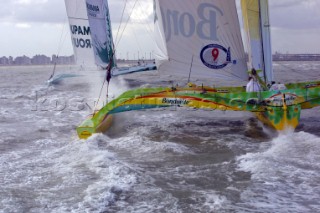 Open 60 fleet racing regatta in Zeebrugge Harbour in Belgium