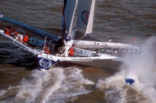 Open 60 fleet racing regatta in Zeebrugge Harbour in Belgium