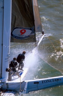 Open 60 fleet racing regatta in Zeebrugge Harbour in Belgium