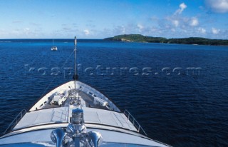 Superyacht commanding view from bridge