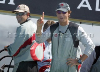 Auckland  Nuova Zelanda - Americas Cup 2003. 28-02-2003 Alinghi vince la quarta Regata dell Americas Cup, Team New Zealand disalbera.  Ernesto Bertarelli indica che manca ancora un punto per vincere lAmericas CupAuckland New Zealand - AmericaÕs Cup 2003 . 28-02-2003 - Race 4: Alinghi take a 4 point in the race and Team New Zealand dismasted. One more point for Ernesto Bertarelli for win the Americas Cup.