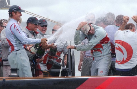 Auckland  New Zealand  02nd March 2003 Americas Cup 2003  Final  Race5 Alinghi win the Race Five of 