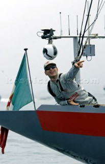 Italys Prada Luna Rossa skipper Franceso de Angelis. Louis Vuitton Cup, Quarter final repechage. Auckland, New Zealand. Nov, 23. 2002  . (Photo credit: Sergio Dionisio/Kos Picture Source)