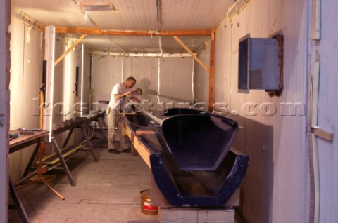 Paul Larsen AUS working on  SAILROCKET under construction in Southampton at NEGMICON facility