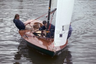 The official river launch of the restored Thames A-Rater Ulva owned by professional racing sailor and classic yacht enthusiast Ossie Stewart.