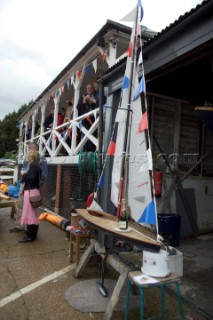 The official river launch of the restored Thames A-Rater Ulva owned by professional racing sailor and classic yacht enthusiast Ossie Stewart.