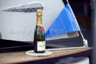 The official river launch of the restored Thames A-Rater Ulva owned by professional racing sailor and classic yacht enthusiast Ossie Stewart.