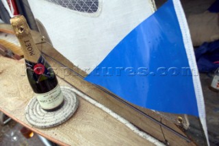 The official river launch of the restored Thames A-Rater Ulva owned by professional racing sailor and classic yacht enthusiast Ossie Stewart.