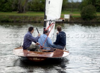 The official river launch of the restored Thames A-Rater Ulva owned by professional racing sailor and classic yacht enthusiast Ossie Stewart.