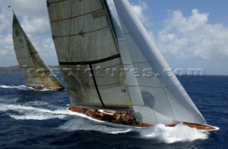 Antigua  17 04 04. Antigua Classic Week 2004. J5 Ranger with Velsheda.