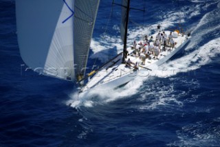 Antigua Race Week 2004 in the Caribbean.  Canting keel ballast maxi yacht Morning Glory owned by Hasso Platner