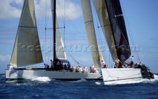 Antigua Race Week 2004 in the Caribbean. . Canting Keel maxis Pyewacket and Morning Glory.