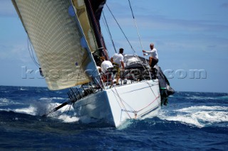 Antigua Race Week 2004 in the Caribbean. . Canting Keel Maxi Pyewacket owned by Roy Disney.