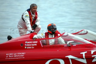 Giancarlo Cangiano, and Douglas Valentine on the Donzi 38 OSG Racing, come back into Valletta Harbour after a good test run