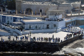 29/5/04 Valletta, Malta: Crowds line the shores the East coast of Malta.