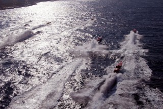 29/5/04, Valletta, Malta : The P1 powerboats take off to flying start off the East coast of Malta.