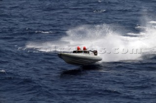 BUZZI BULLET. Nationality: British. Class: SuperSport. Hull/Engine Particulars: F&B/2x Mercury. Length of Boat Ð 36 feet. Drew Langdon Ð Throttleman. Doug Valentine - Pilot.