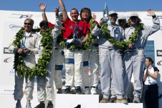 30/5/04, Valletta, Malta: The prize giving of the Evolution class. First place was Thuraya Italy first place, Wettpinkt.com from Austria second place, OSG Donzi racing from Italy third