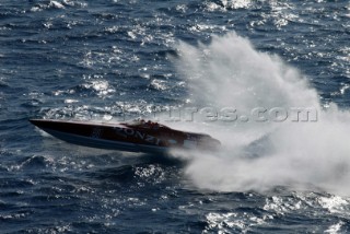 OSG Racing (Boat name: Donzi 38Õ ZR). Nationality: Italy. Class: Evolution. Main Sponsors: Donzi. Hull/Engine Particulars: / 2 MERCRUISER 8V engines. Length of Boat Ð 32Õ 2Ó. Giancarlo Cangiano Ð Owner/Driver. Douglas Valentine Ð Driver/Throttleman/Engineer. HP Ð 980hp per engine. Top Speed Ð 160 km/ph3rd Place in the 2003 Championship.