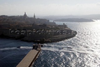 Grand Prix of Malta 29-30 May 2004. The fleet power into the harbour of Valletta