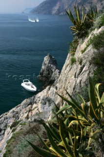 Cruising powerboat in the Mediterranean