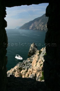 Cruising powerboat in the Mediterranean