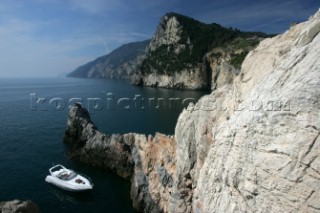 Cruising powerboat in the Mediterranean