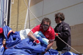 Capri - Italy 25 05 04TRE GOLFI-TROFEO TELECOMItalian actor Claudio Amendola on board of BLUE WING