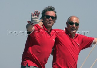 Capri - Italy 25 05 04TRE GOLFI-TROFEO TELECOMItalian actor Claudio Amendola with Pierluigi Toti on board of BLUE WING