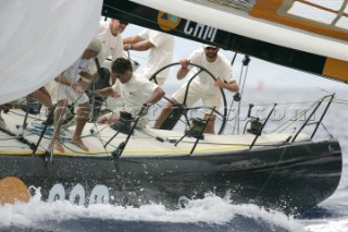 Palma de Maiorca (Spain) - 02nd August 2004. Copa del Rey 2004. Prince of Spain S.A.R. FELIPE de BORBON on board CAM