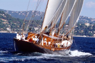 The elegant three masted classic yacht Creole owned by the Gucci sisters