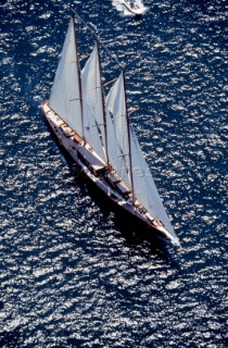 The elegant three masted classic yacht Creole owned by the Gucci sisters