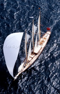 The elegant three masted classic yacht Creole owned by the Gucci sisters