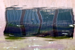 Colourful reflections in water of buildings and architecture in southern France