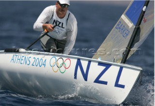 Athens 14 08 2004. Olympic Games 2004  . Finn. DEAN BARKER (NZL).