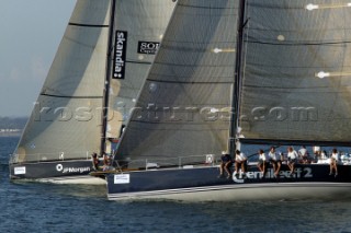 Farr 52 Chernikeef and Bear of Britain match racing during Cowes Week 2004