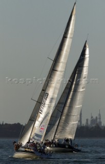 Farr 52 Chernikeef and Bear of Britain match racing during Cowes Week 2004