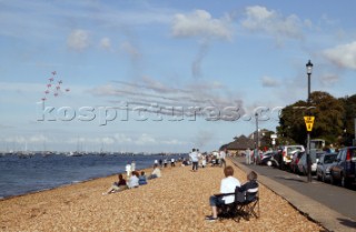 Beach entertainment by the Red Arrows during Cowes Week 2004