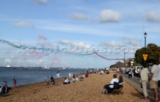 Beach entertainment by the Red Arrows during Cowes Week 2004