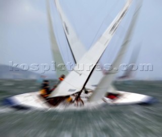 Darings cross tack during Cowes Week 2004