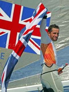 Athens 21 08 2004. Olympic Games 2004  . Finn. BEN AINSLIE  (GBR) . Gold Medal in Athens