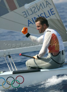 Athens 21 08 2004. Olympic Games 2004  . Finn. BEN AINSLIE  (GBR) . Gold Medal in Athens