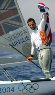 Athens 21 08 2004. Olympic Games 2004  . Finn. BEN AINSLIE  (GBR) . Gold Medal in Athens